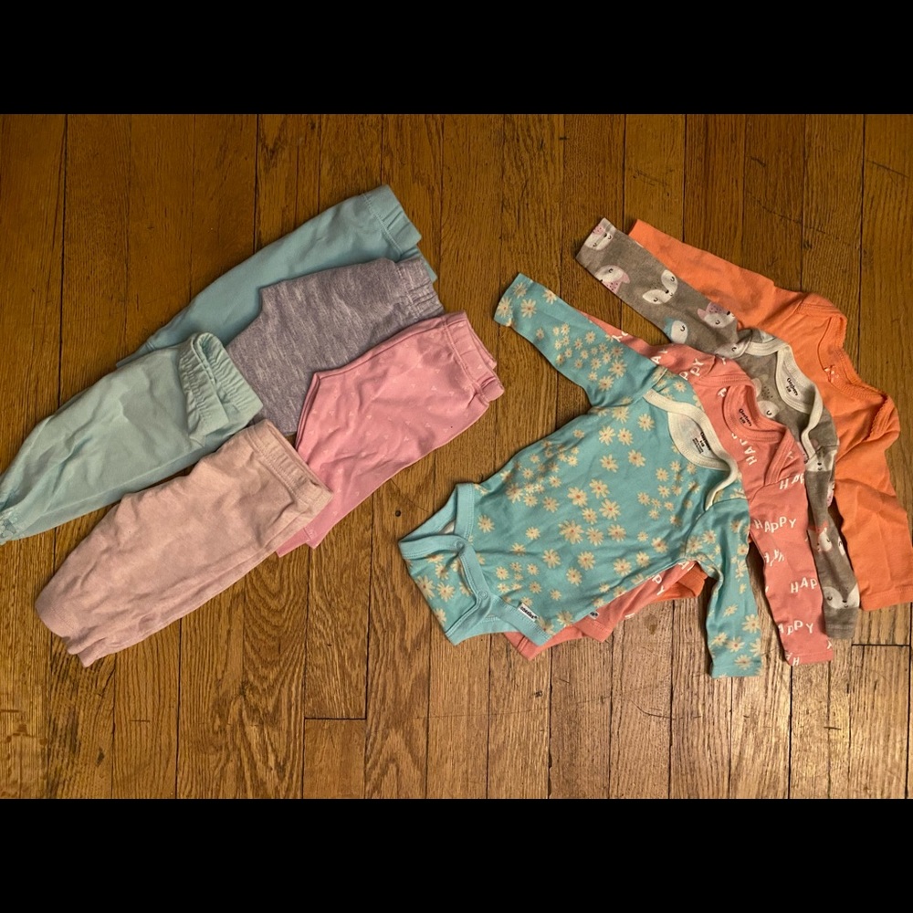 Newborn & 0-3 Months Blue & Coral Mix & Match Long-Sleeve Onesies & Pants! ✨